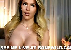 Sexy Blonde Strips and Poses Live on Webcam