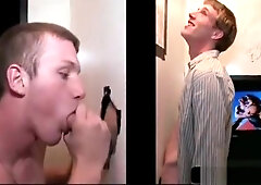 Gloryhole BJ with gay and straight dude