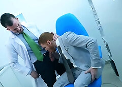 Male doctor fucks tight patient in the ass and comes on his dick