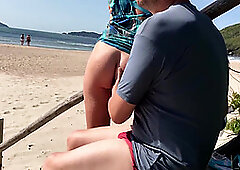 Milf teased a stranger with her tongue and he fucked her in the booty in front of everyone