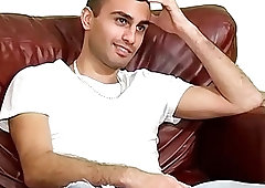 Horny British stallion masturbating solo