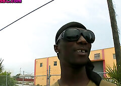 Black amateur bottom picked up and fucked outdoor by white