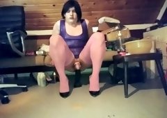 Nlack dildo in my ass, and my latex dress on