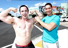 Exhibitionists Ryan Evan and Ryder Vandamm fucking on the rooftop