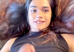 Well-endowed shemale shoots massive loads in self-facial compilation