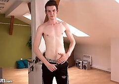 Dominic Reinhart playing with his long-looking cock