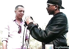 Interracial Guys Meet Each Other Outdoor