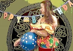 Creepy Clown Inflating and Playing With Balloons