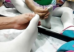 feet fetish white stocking hose