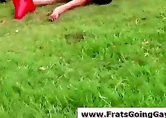 Naked games outdoors for dudes in gay fraternity