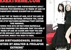 Lesbian Dirtygardengirl double anal fisting by AnalYen & prolapse extreme