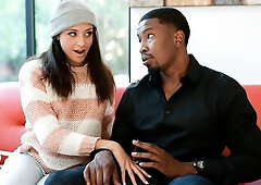 Beautiful slender brunette Avi Love fucked by a long black penis