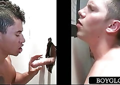 Gloryhole gay eats straight hard dick