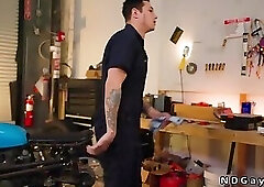 Gays rim and anal fuck at service station