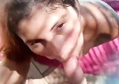 Married redhead gives oral to large-dicked ebony chap in the condo.
