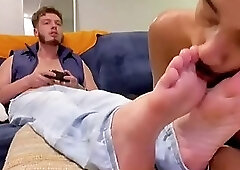 Licking Boys soft ticklish feet