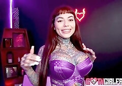 Inked ginger Tiger Lily's perfect fuckable body gets pounded hard