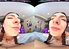Passionate brunette teen enjoys intense sensual VR pleasures