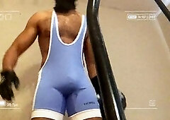 Hard-bodied muscle hunk Reece From Brum flexes in a workout compilation