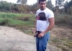 Playing with cock and jerks off outside- HOOOT 7