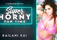 Stunning busty brunette Kailani Kai demonstrates her sex toy