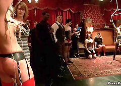 Titty slaves taking huge dick at party