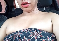 Stepmom Paty Paty feels the urge to play with her tits and vulva while out and about