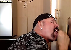 Gloryhole gaydaddy sucks BFs cock in homemade private video