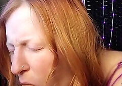Redhead Sucks Sextoy during the time that Hitachi Masturbating