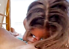 Russian pornographic actress Monika Fox, jointly with her lover, gets banged hard right on the beach.