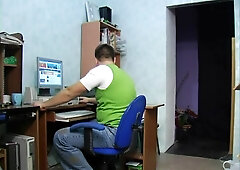 Bimbo cries from her rough colleague