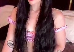 Tattooed Babe in Pink Lingerie Tease