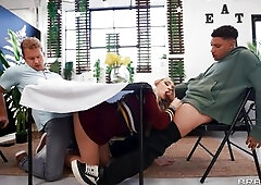 Busty Blondie Banged By Her Boyfriend And His Best Friend