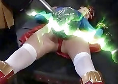 Superheroine endures electricity torture from an evil guy BDSM porn
