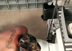 Super Hot Latino Inhaling Meaty Fake Penis On The Wc