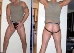 Strong hunks pose in jocks and spandex