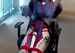Tied myself to a Gaming Chair Wearing DVa Bodysuit Mata