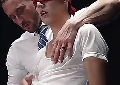 Alluring twink bangs doggystyle with muscular Mormon elder