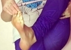 Cute blonde Jenna Lovely foot fetish