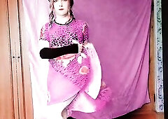 Charming Sissy Laughing Whilst Dancing Seductively On Stage