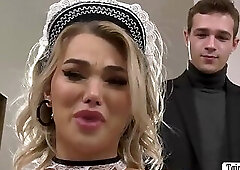 Trans maid bareback anal fucked by boss