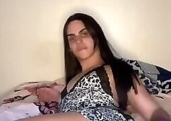 Trans girl loves jerking off while having fun with dildo