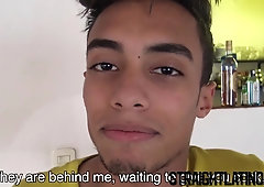 Lovely Latino twunk barebacked and facialized in three way