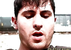 Filthy gays have some outdoor cock sucking