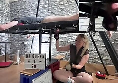 Weenie has been locked in chastity out of release for 48 days and this day is his favourable day, or is it? That Guy is handcuffed on the milking tabl