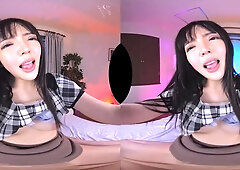 Attractive asian seductress arousing VR clip