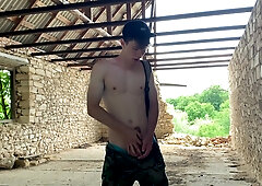 teen 18+ Boy Get Hard His 23 Cm Cock In The Abandoned Building (risky)