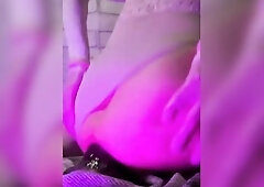 Femboy straddles a big ebony sex-toy, riding it like a cowgirl. The sextoy permeates to its full length, which turns me on and makes me move even fast