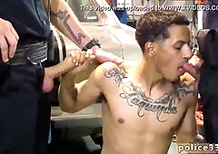 Dominant police officers demolish submissive husky in hardcore gay action