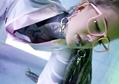 Glasses dressed in tattooed chick likes the tattooed dick hardcore dp and facial cumshot
